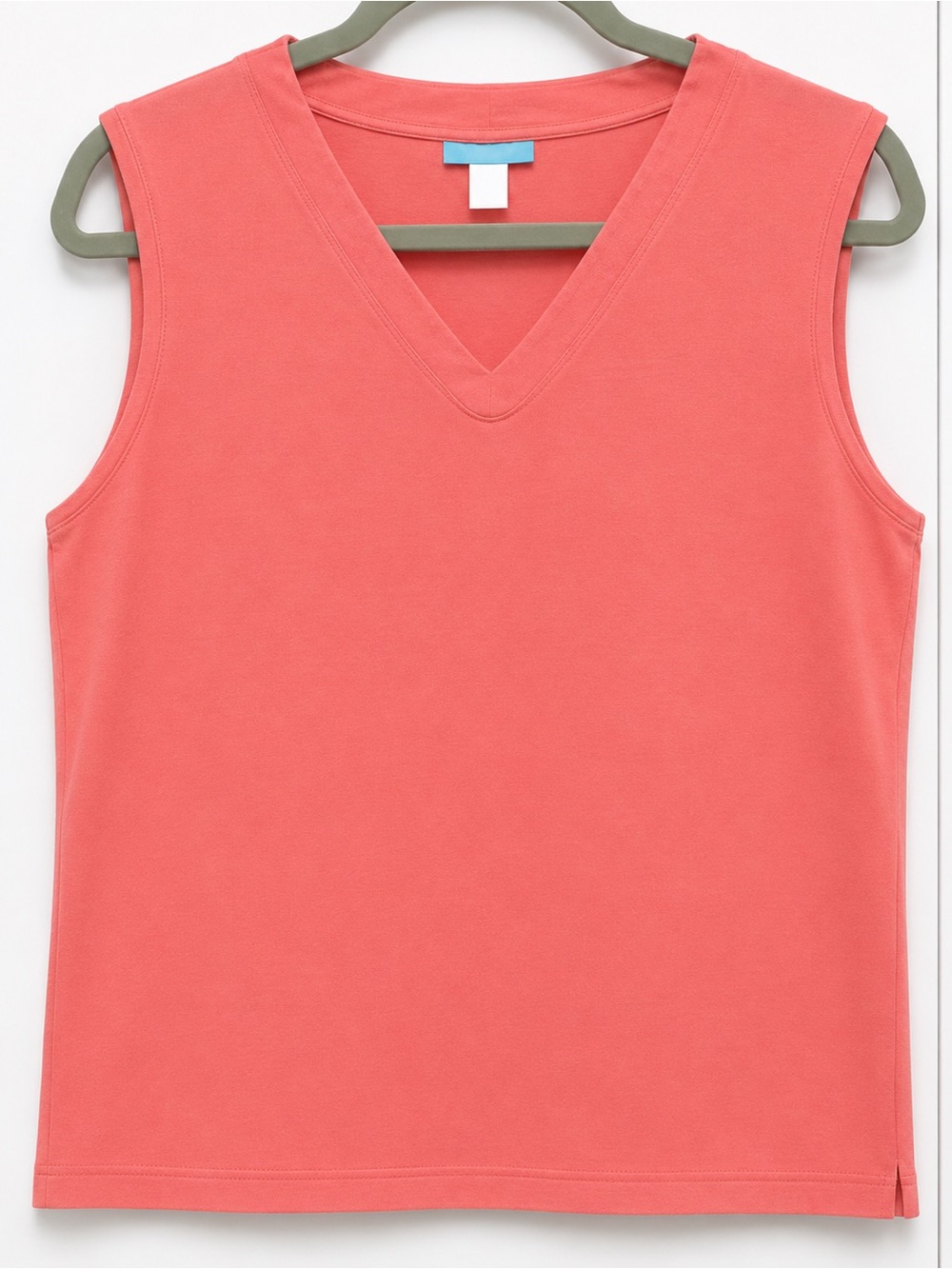 ☀️2/$20 Jennifer Moore Peachy Orange Knitted V-Neck Tank Top | 100% Cotton | EUC